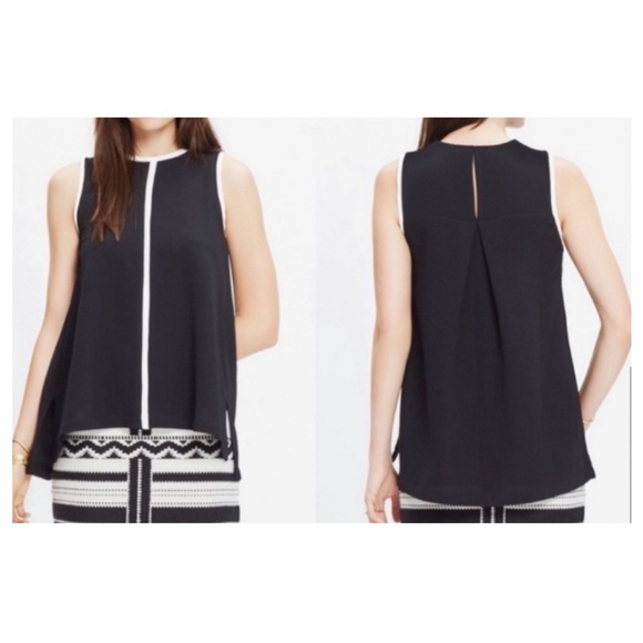 Madewell Crepe Black & White Canal Top - Picture 1 of 4